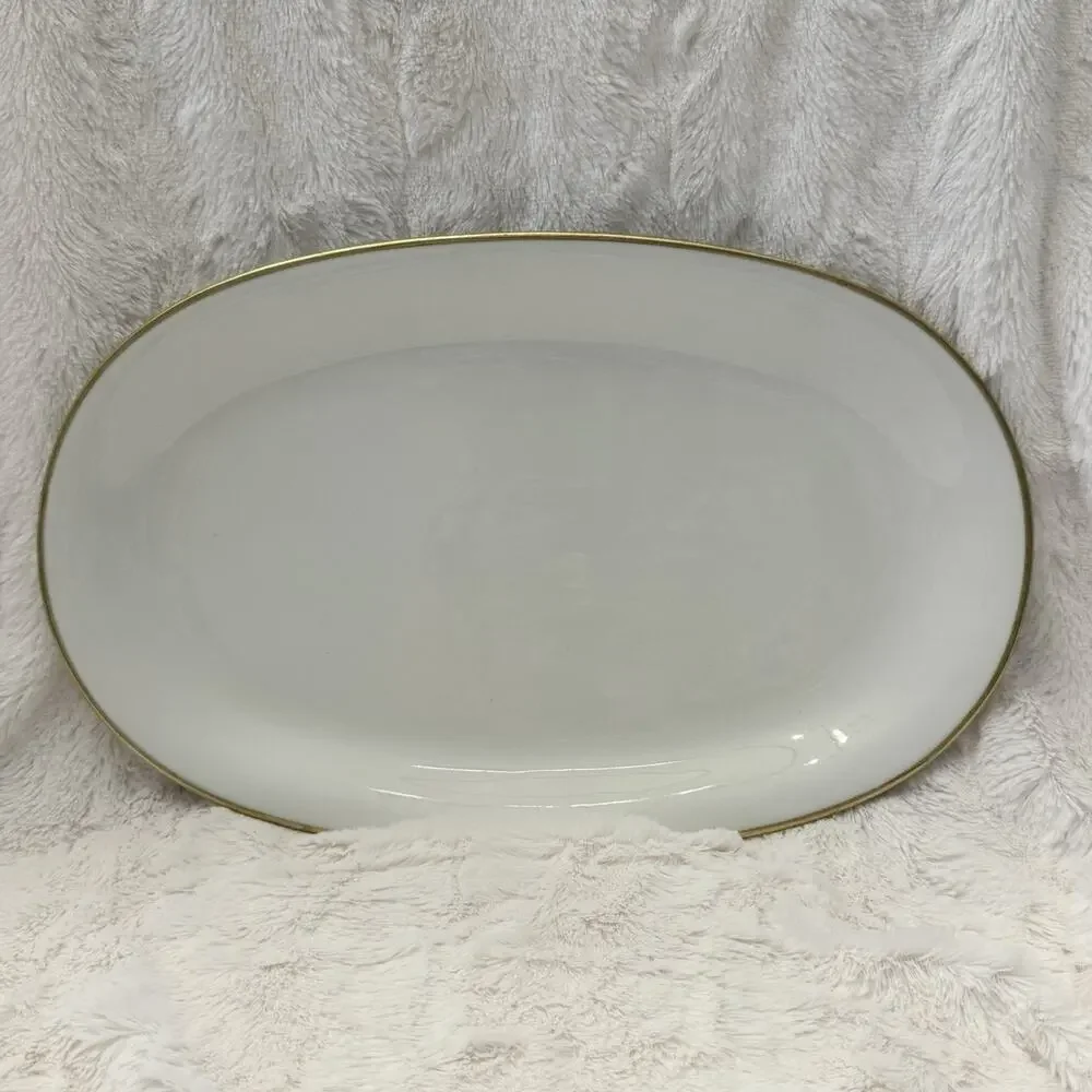 Eschenbach Bavaria Elfenbein Ivory Porcelain SERVING PLATTER Gold Trim 14